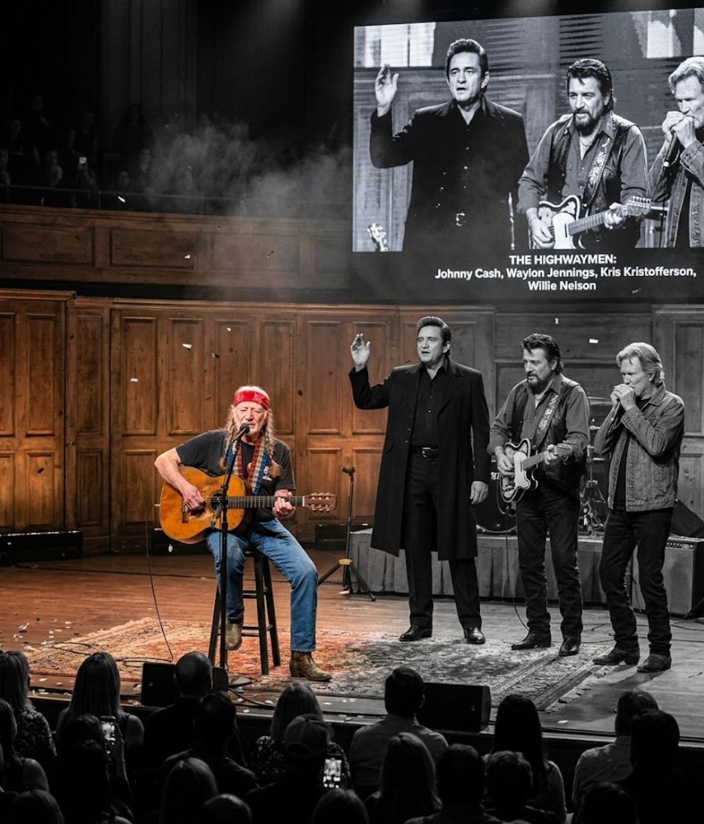 THE NIGHT THE HIGHWAYMEN SEEMED TO RIDE AGAIN — AND WILLIE NELSON STOOD SURROUNDED BY MEMORY