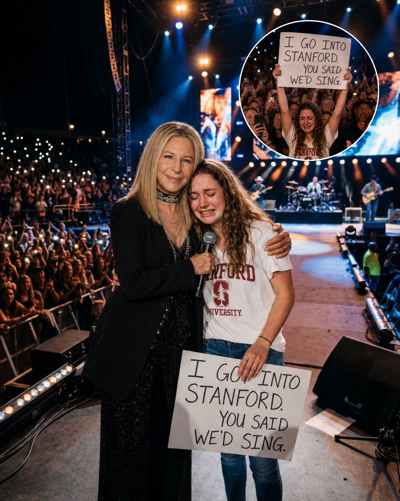BARBRA STREISAND’S UNSCRIPTED DUET WITH A STANFORD-BOUND FAN TURNED MADISON SQUARE GARDEN INTO A ROOM FULL OF TEARS