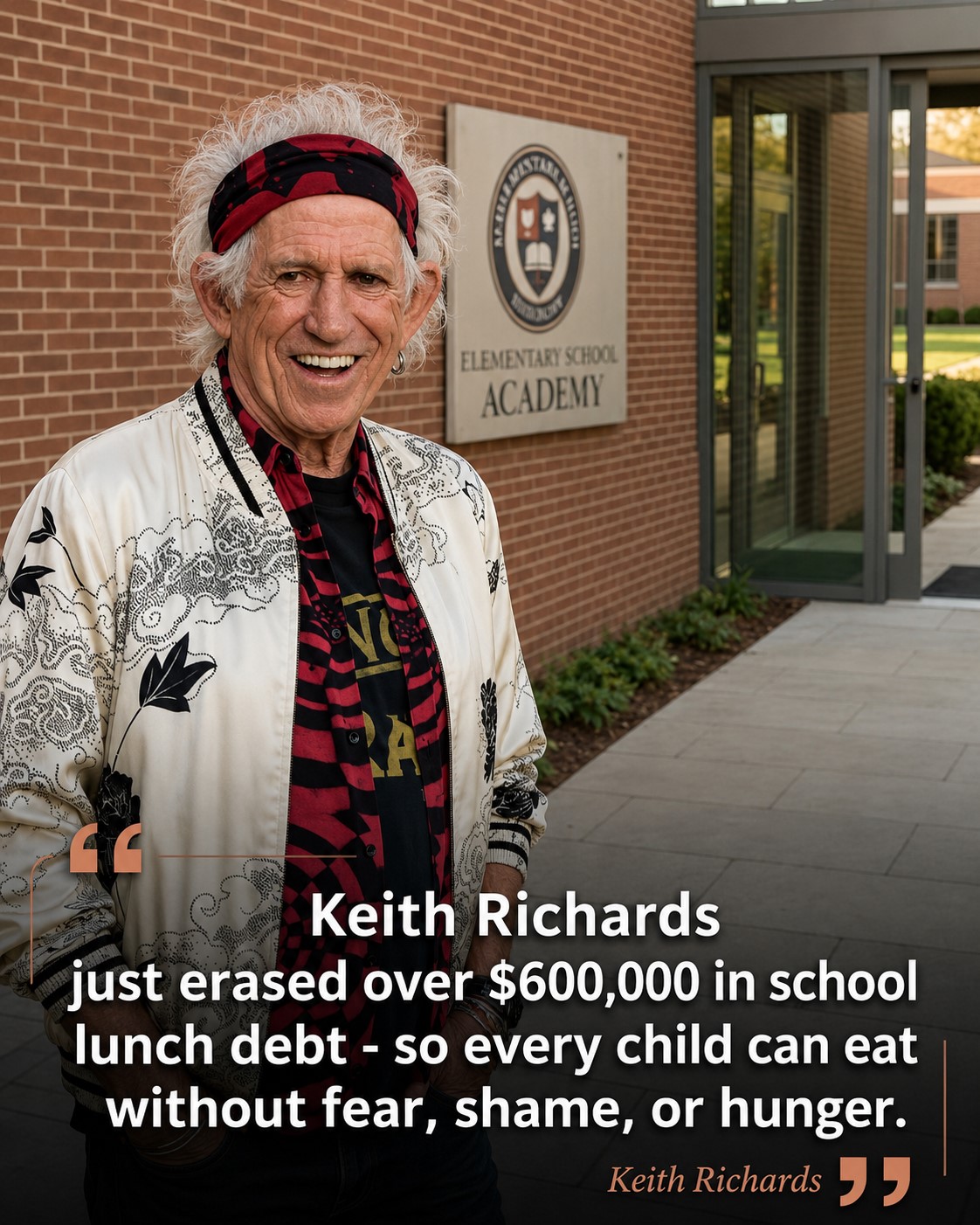 KEITH RICHARDS REPORTEDLY ERASED $600,000 IN SCHOOL LUNCH DEBT — AND GAVE THOUSANDS OF CHILDREN THEIR DIGNITY BACK