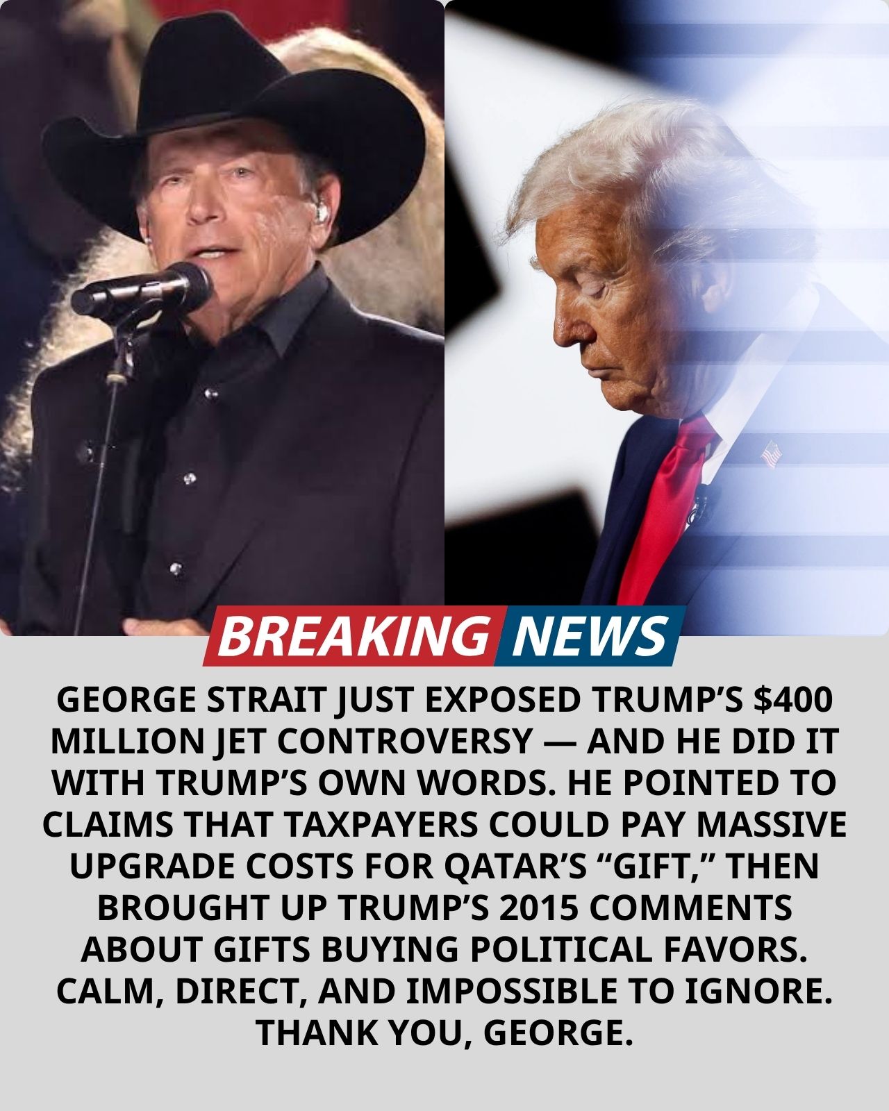 GEORGE STRAIT’S NAME ENTERS THE QATARI JET CONTROVERSY AS FANS PRAISE A CALM QUESTION AMERICA CAN’T IGNORE