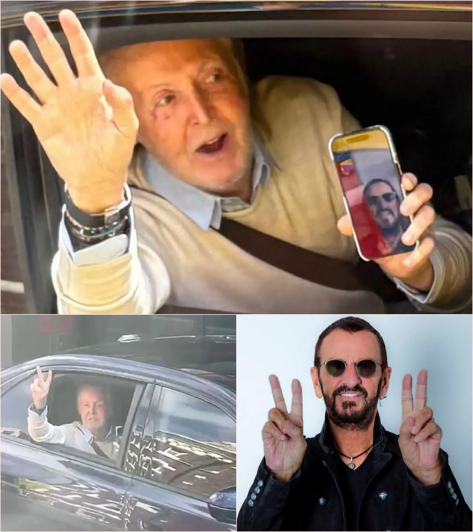 PAUL McCARTNEY APPEARED BESIDE A BEATLES TOUR BUS — THEN RINGO STARR SHOWED UP ON HIS PHONE