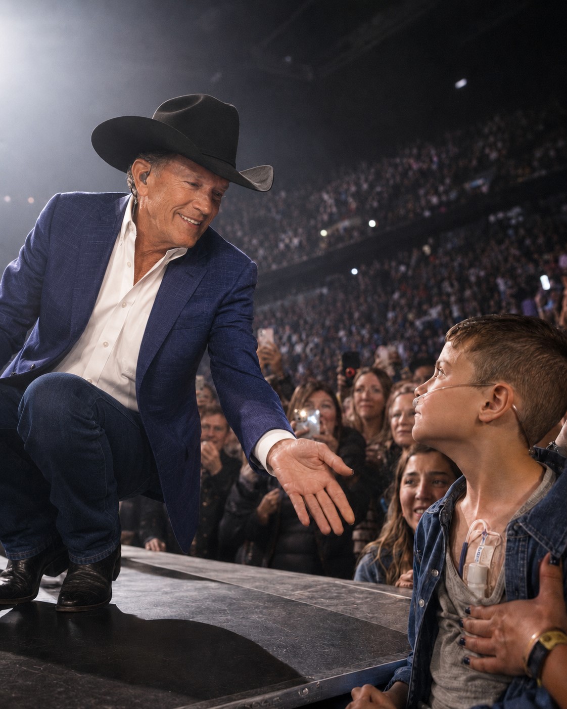 THE NIGHT 40,000 VOICES SUDDENLY WENT SILENT — ALL BECAUSE OF ONE SMALL BOY AND SIX WORDS GEORGE STRAIT NEVER EXPECTED TO HEAR