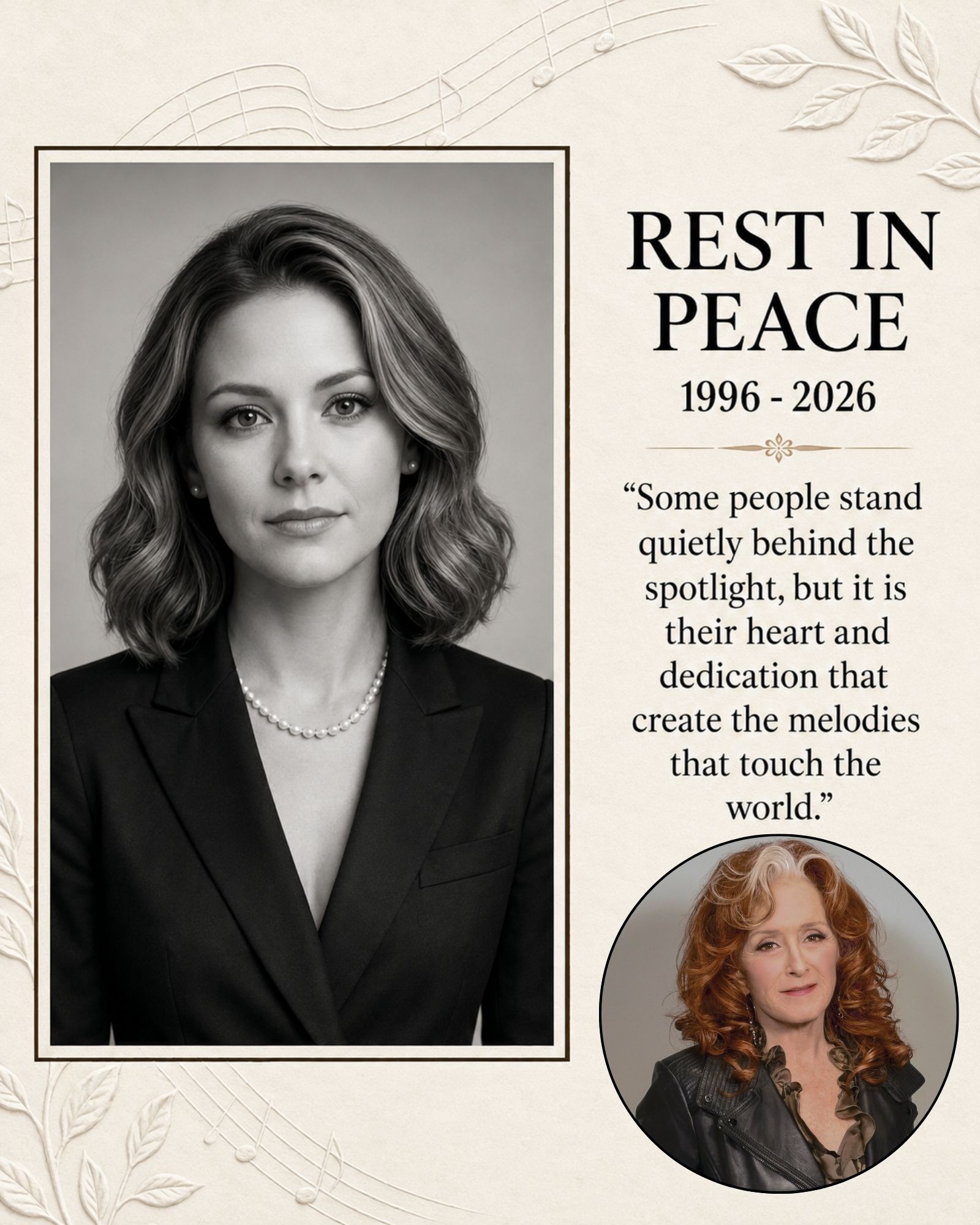 A HEARTBREAKING LOSS AROUND BONNIE RAITT’S TEAM — YOUNG ASSISTANT REPORTEDLY DIES AT 30, LEAVING BEHIND A 3-YEAR-OLD CHILD
