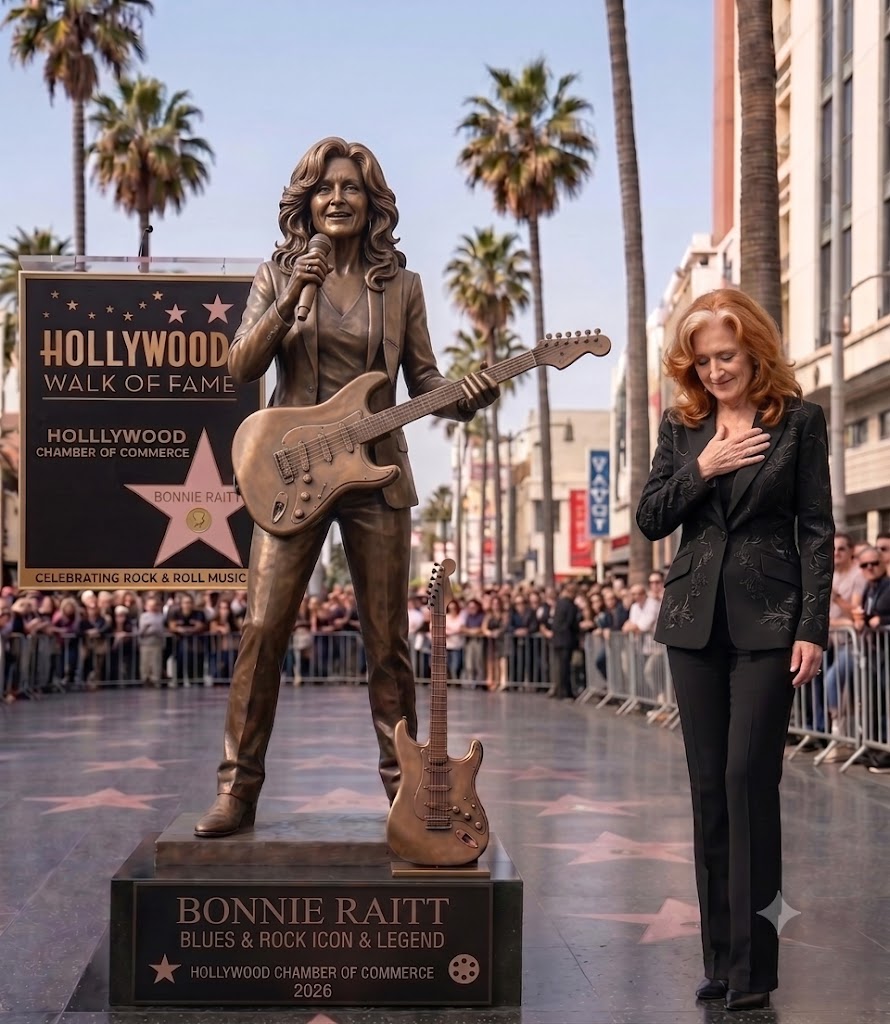 BONNIE RAITT’S REPORTED BRONZE STATUE UNVEILING TURNED HOLLYWOOD BOULEVARD INTO A CELEBRATION OF MUSIC, COURAGE, AND TRUTH