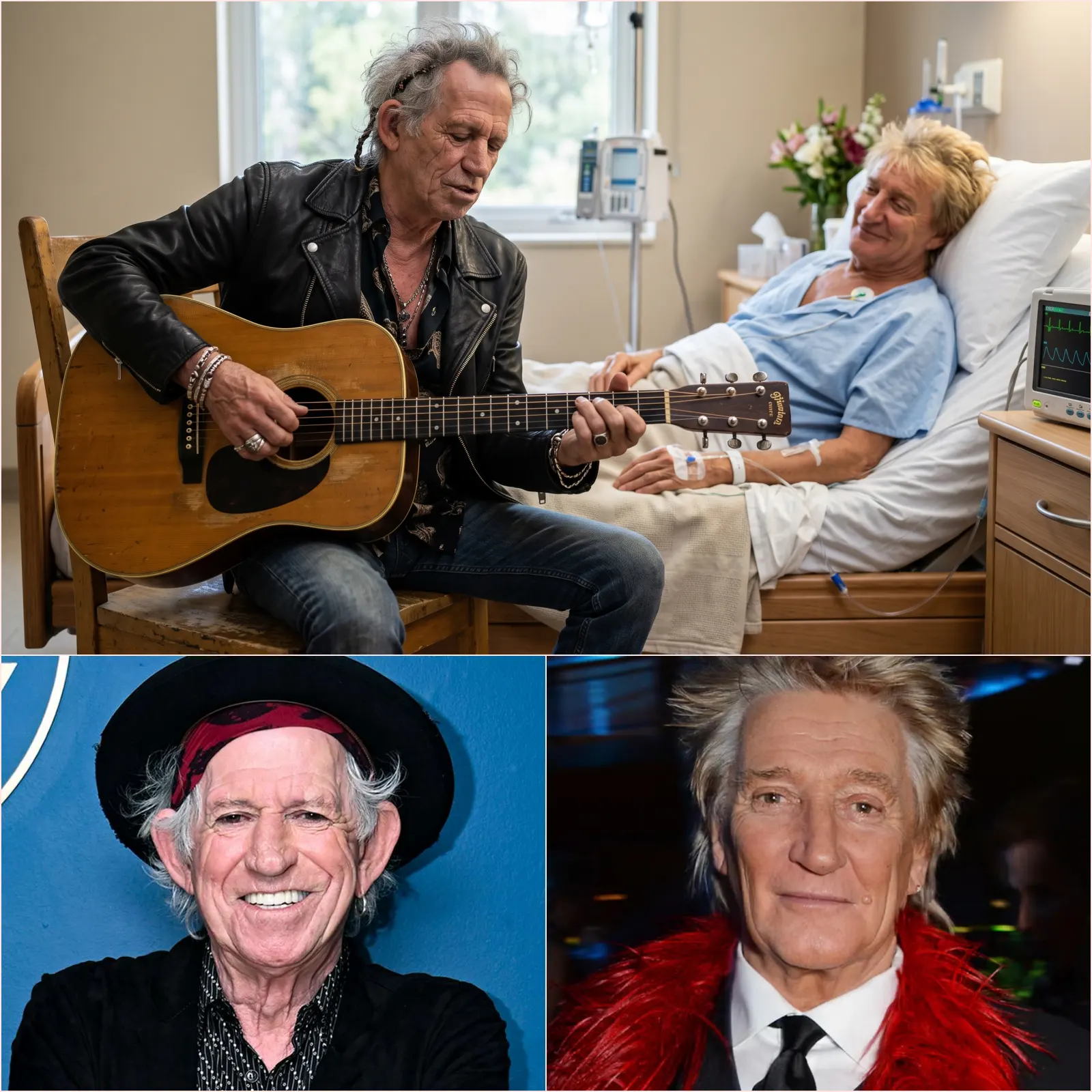 KEITH RICHARDS’ REPORTED HOSPITAL VISIT TO ROD STEWART TURNS A QUIET LONDON ROOM INTO ROCK ’N’ ROLL’S MOST EMOTIONAL STAGE