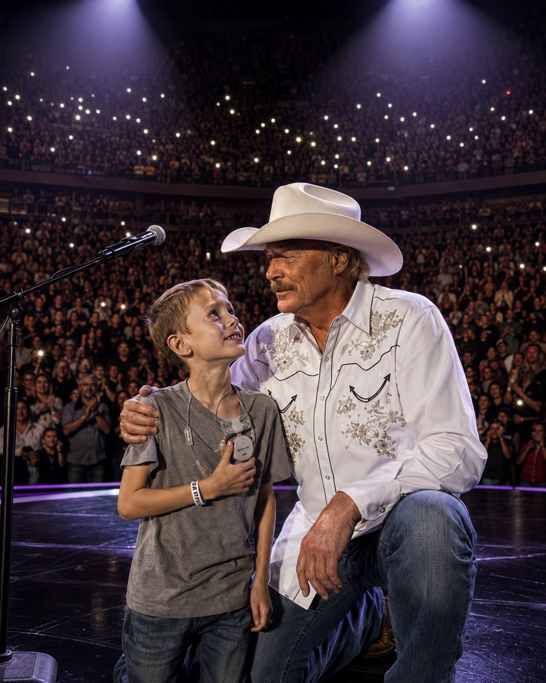 THE NIGHT 40,000 VOICES SUDDENLY WENT SILENT — ALL BECAUSE OF ONE SMALL BOY AND SIX WORDS ALAN JACKSON NEVER EXPECTED TO HEAR